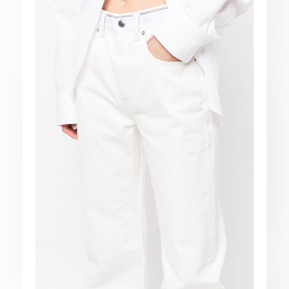 ALEXANDER WANG Logo Webbing Mid Rise Relaxed Straight Jean —Vintage White NWT